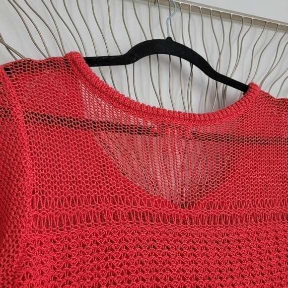 Lucky Brand Millbrae Open Loose Knit Crochet Burnt Orange Sweater Size Medium - Picture 7 of 10